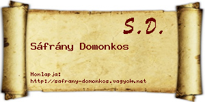 Sáfrány Domonkos névjegykártya